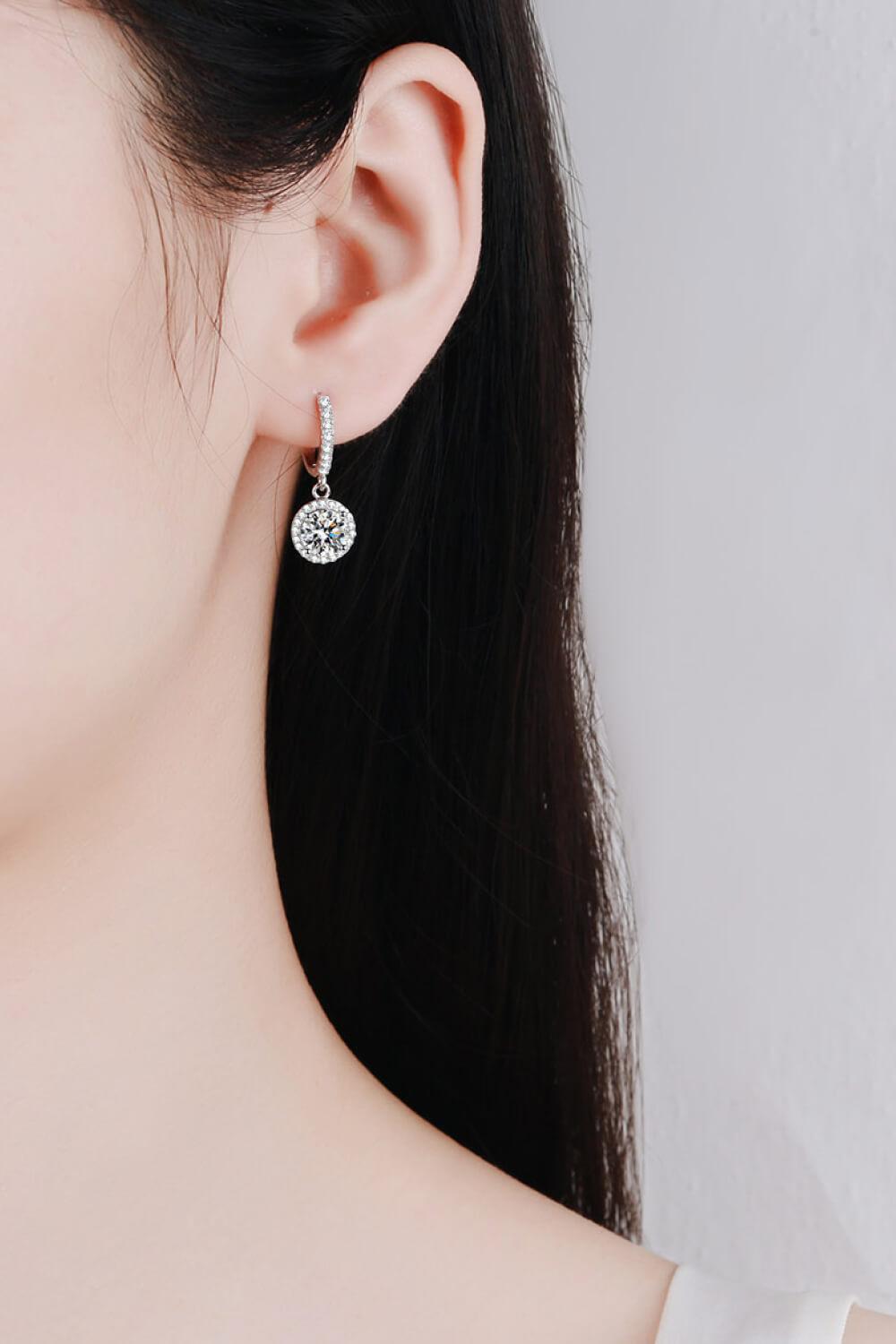 2 Carat Moissanite Round-Shaped Drop Earrings BLUE ZONE PLANET
