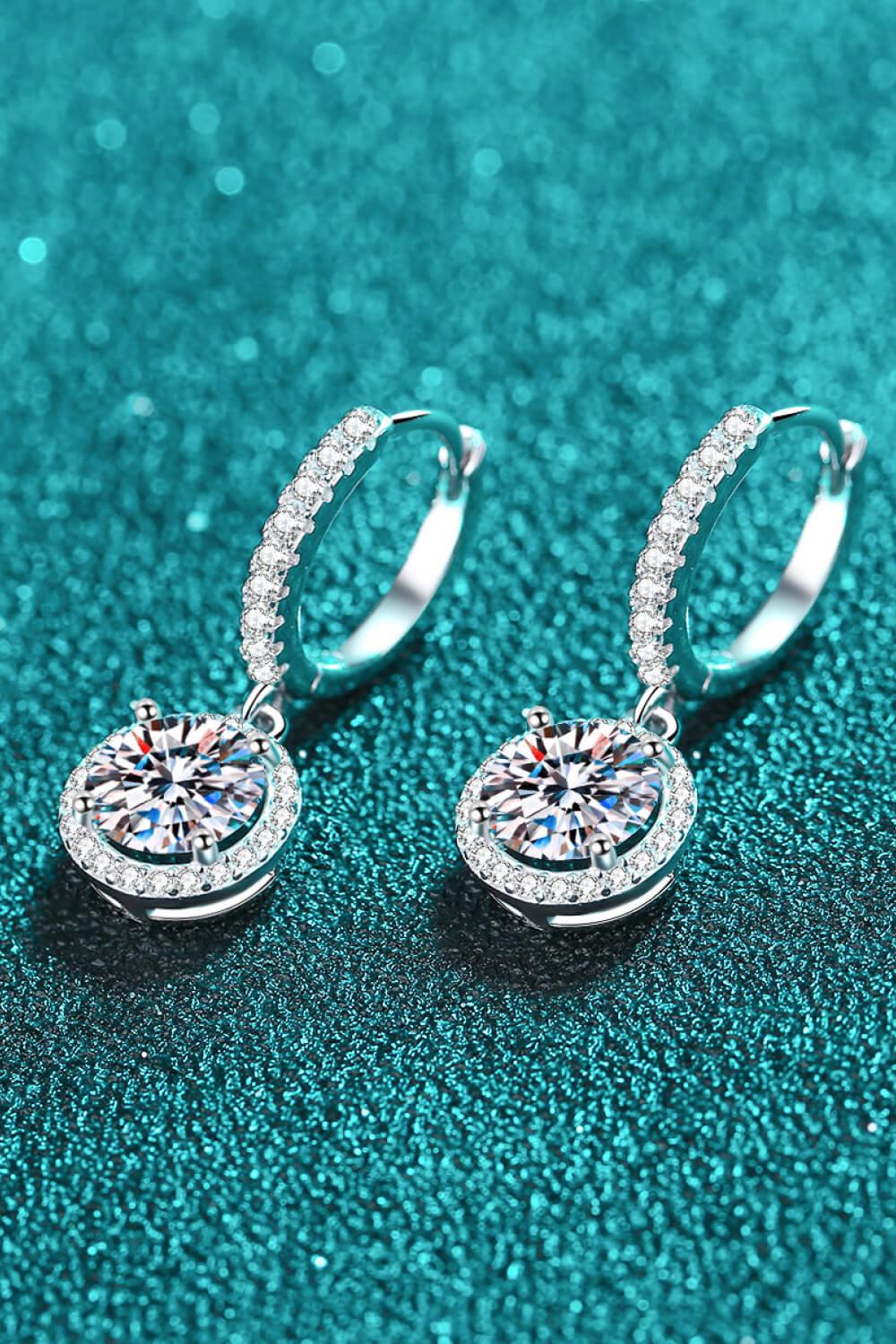 2 Carat Moissanite Round-Shaped Drop Earrings BLUE ZONE PLANET