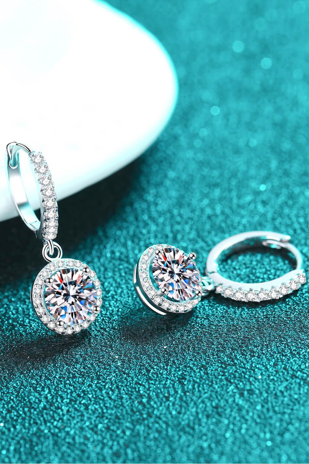 2 Carat Moissanite Round-Shaped Drop Earrings BLUE ZONE PLANET