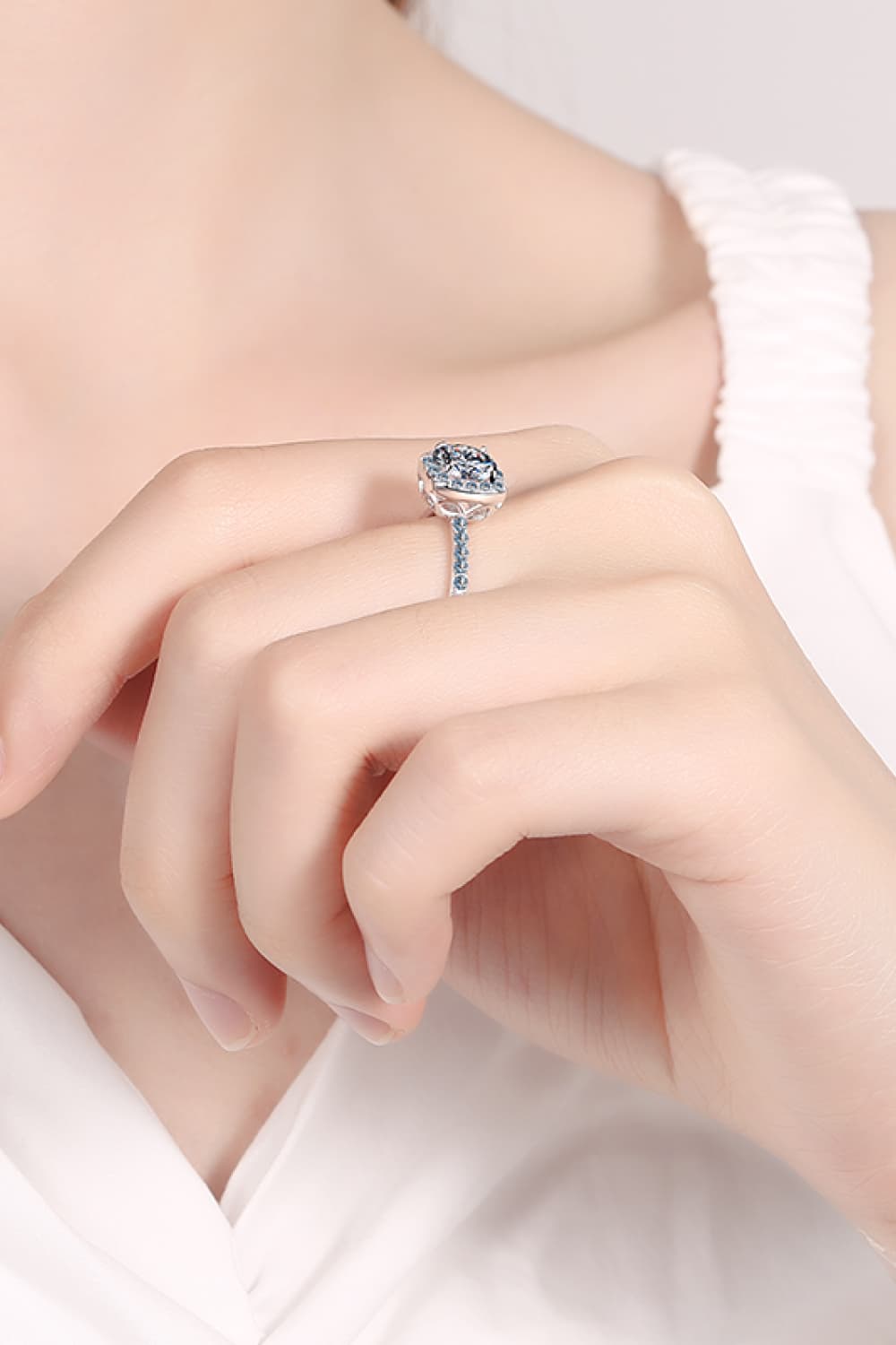 2 Carat Moissanite Square Halo Ring BLUE ZONE PLANET