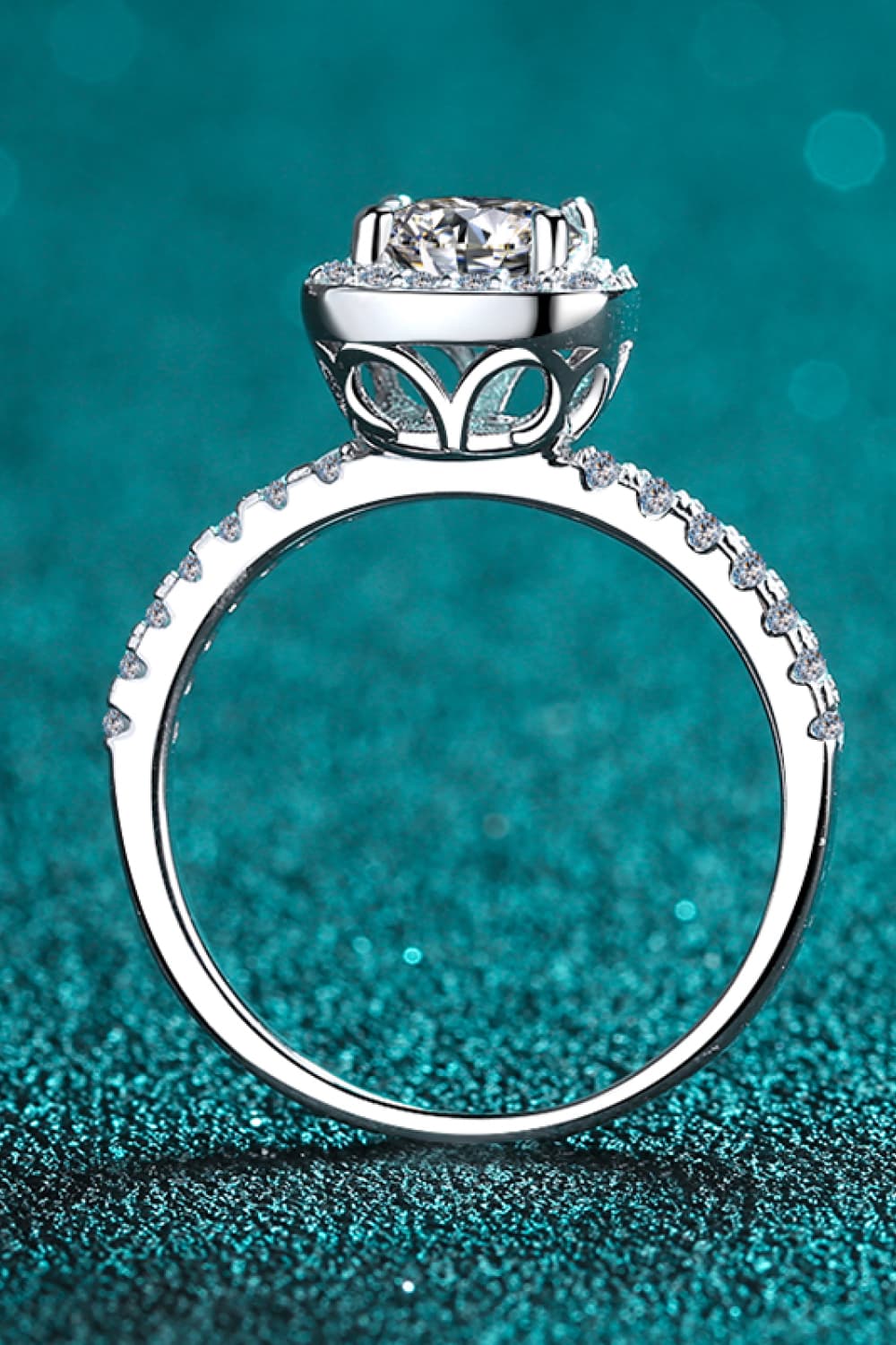 2 Carat Moissanite Square Halo Ring BLUE ZONE PLANET