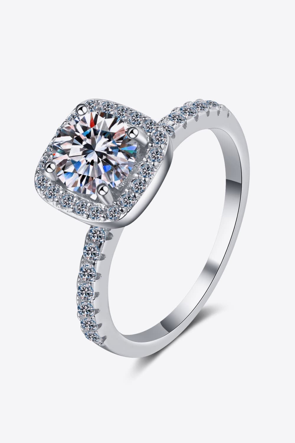 2 Carat Moissanite Square Halo Ring BLUE ZONE PLANET