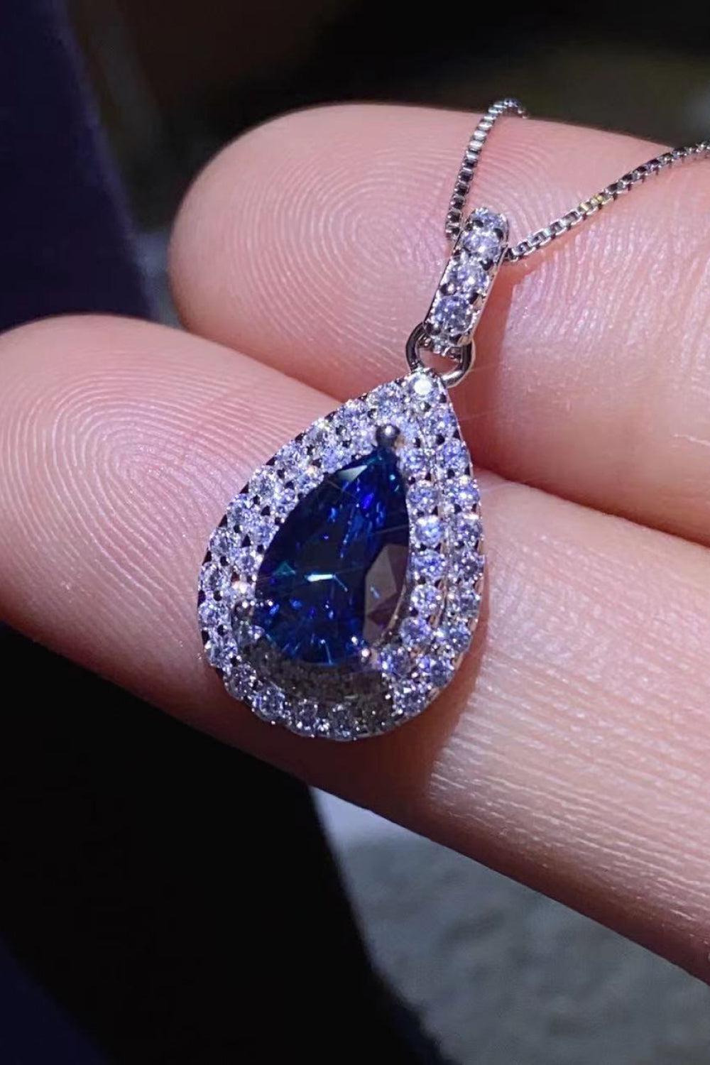 2 Carat Moissanite Teardrop Pendant Necklace BLUE ZONE PLANET
