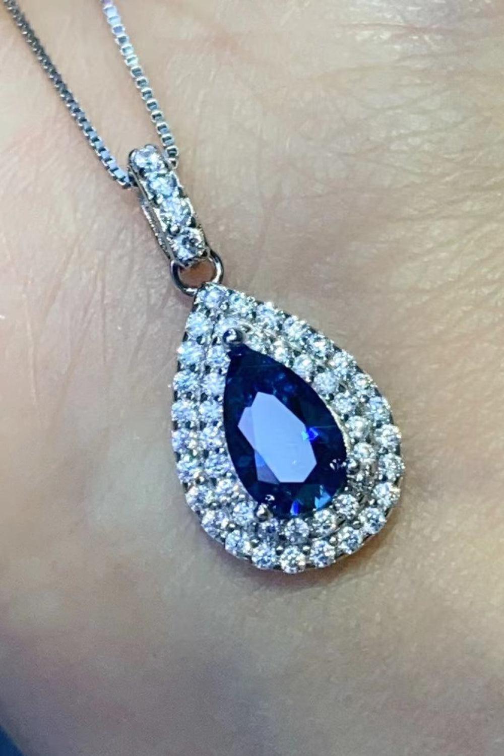 2 Carat Moissanite Teardrop Pendant Necklace BLUE ZONE PLANET