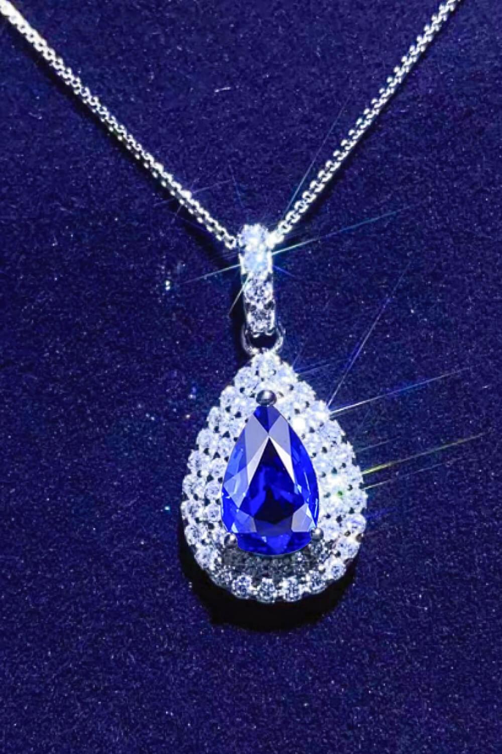 2 Carat Moissanite Teardrop Pendant Necklace BLUE ZONE PLANET