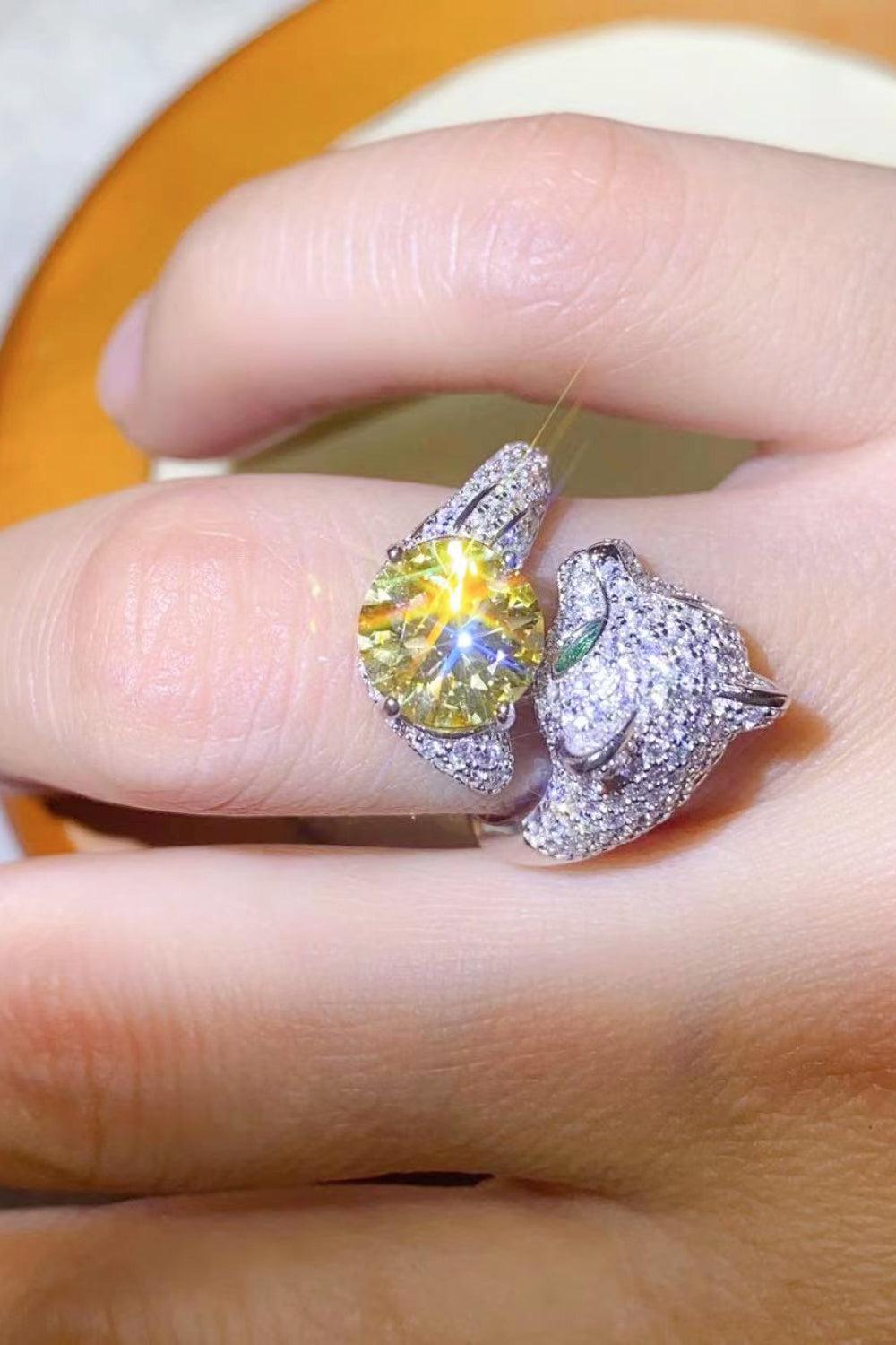 2 Carat Yellow Moissanite Animal Bypass Ring BLUE ZONE PLANET