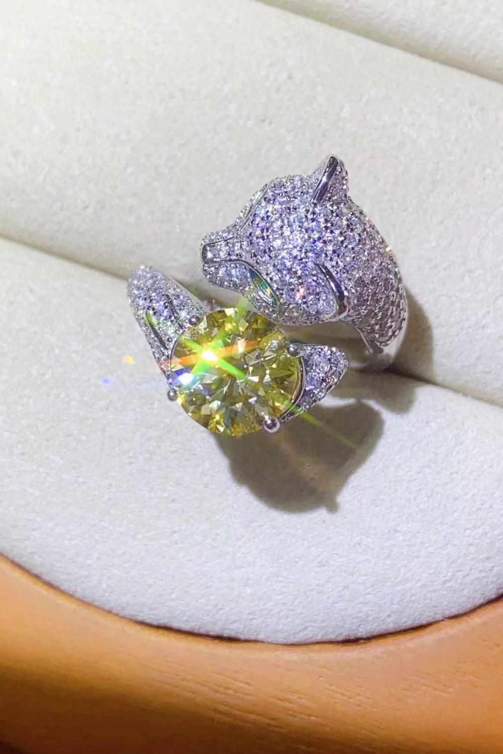 2 Carat Yellow Moissanite Animal Bypass Ring BLUE ZONE PLANET
