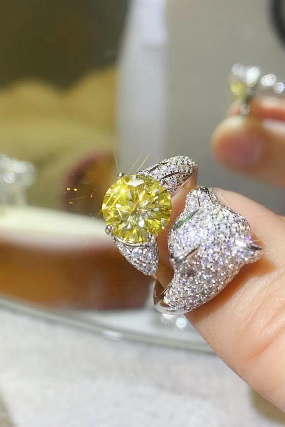 2 Carat Yellow Moissanite Animal Bypass Ring BLUE ZONE PLANET