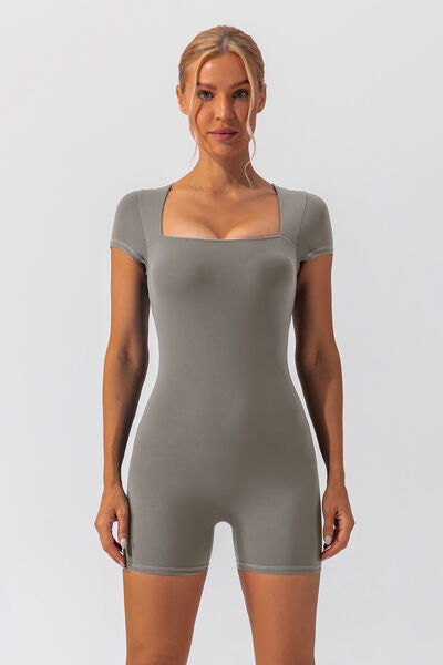 Blue Zone Planet | Square Neck Cap Sleeve Active Romper BLUE ZONE PLANET
