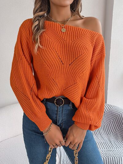Blue Zone Planet | Openwork Long Sleeve Sweater BLUE ZONE PLANET