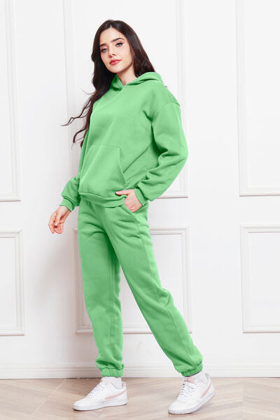 Blue Zone Planet | Drop Shoulder Long Sleeve Hoodie and Pants Set BLUE ZONE PLANET
