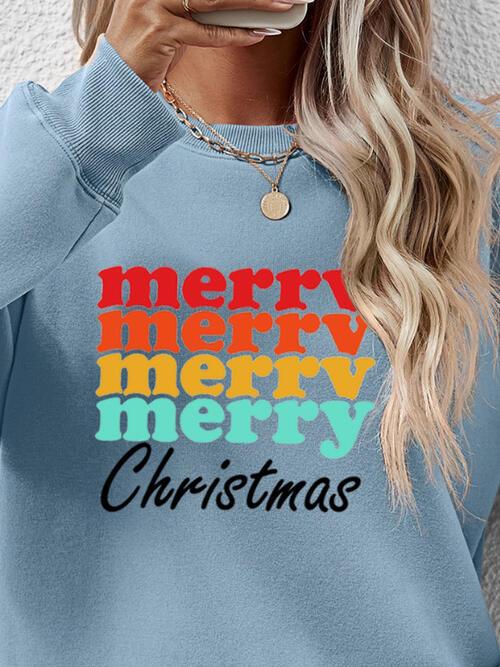 MERRY CHRISTMAS Graphic Long Sleeve Sweatshirt BLUE ZONE PLANET