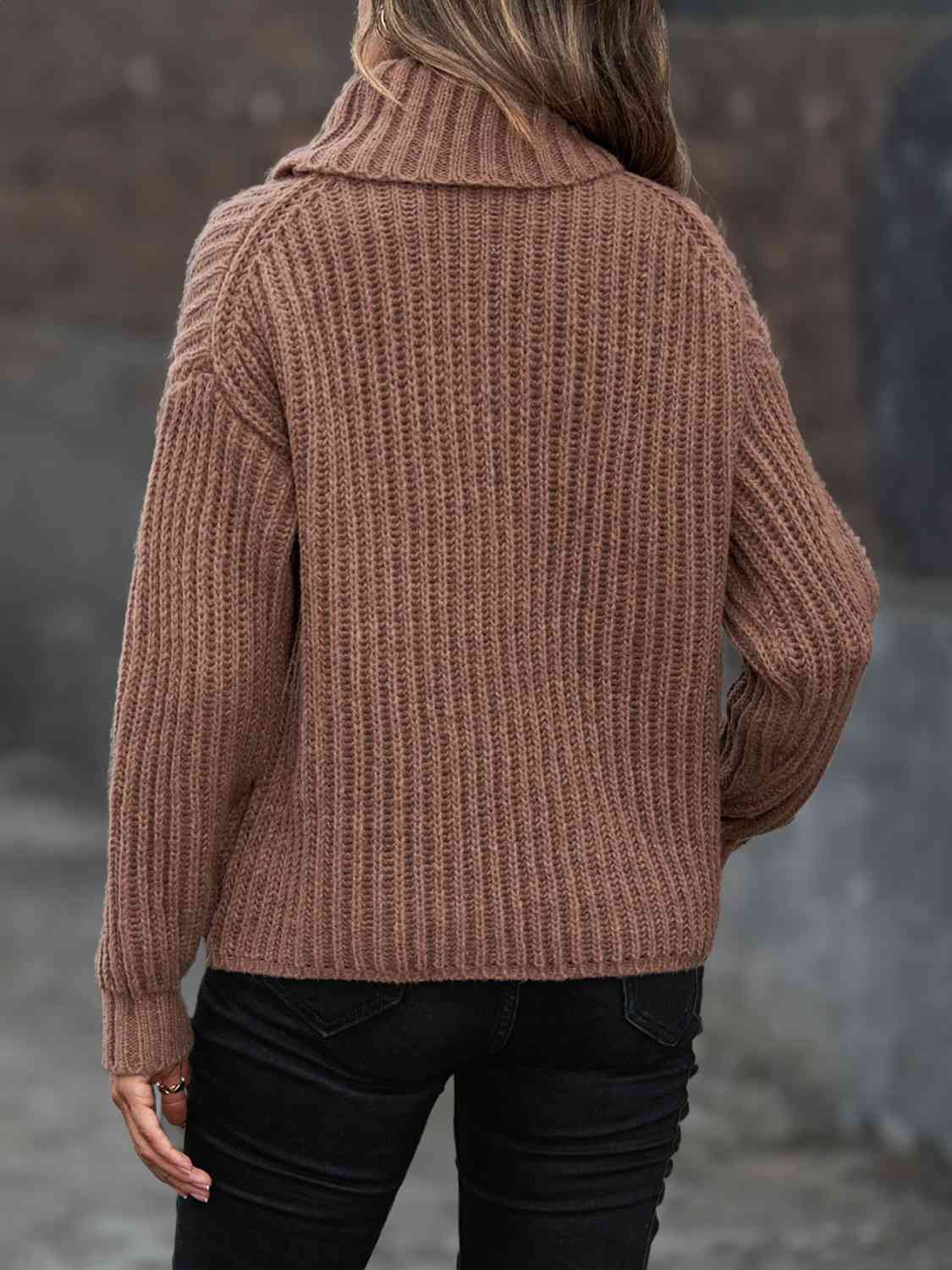 Turtleneck Rib-Knit Sweater BLUE ZONE PLANET