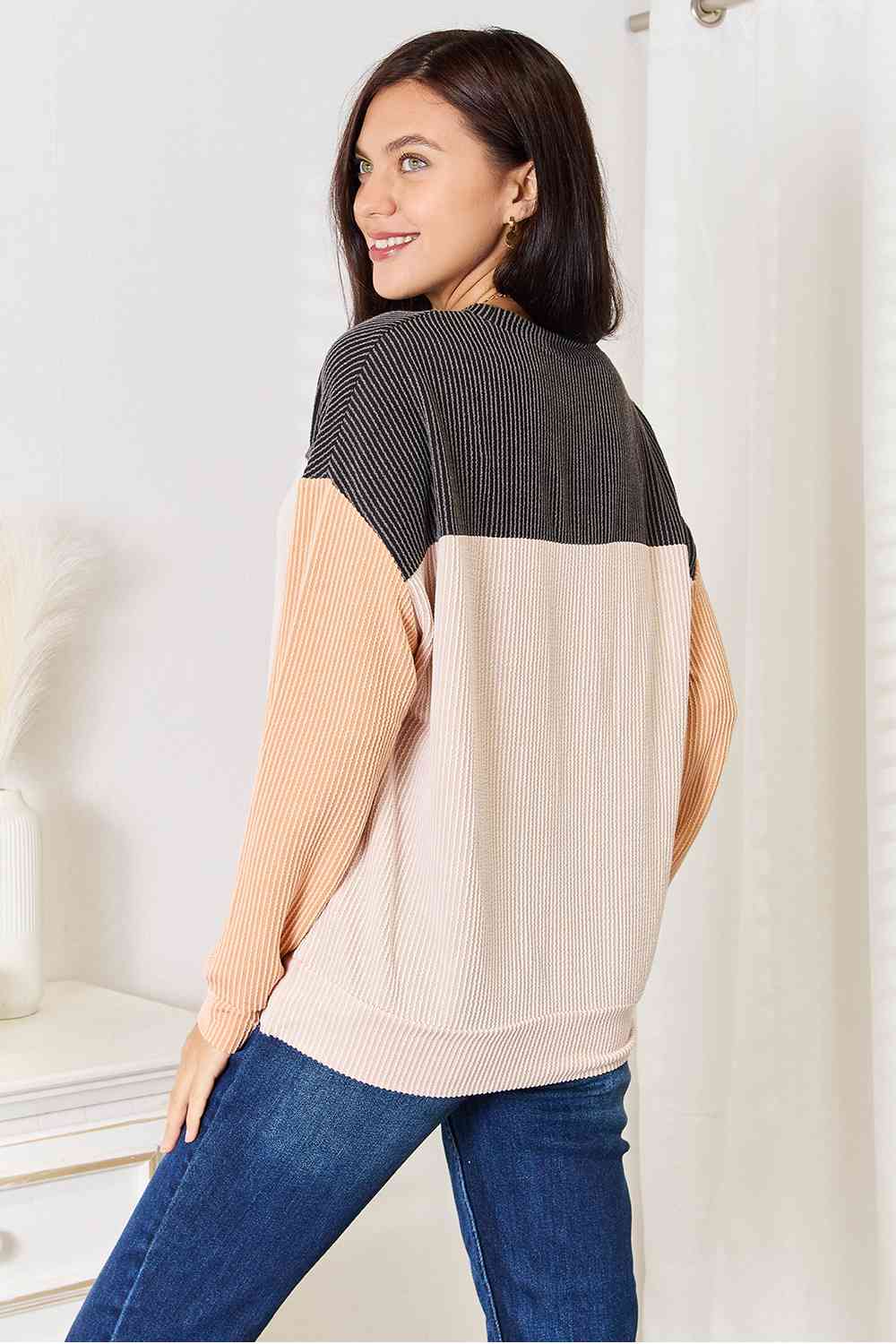 Blue Zone Planet | Double Take Color Block Dropped Shoulder T-Shirt BLUE ZONE PLANET