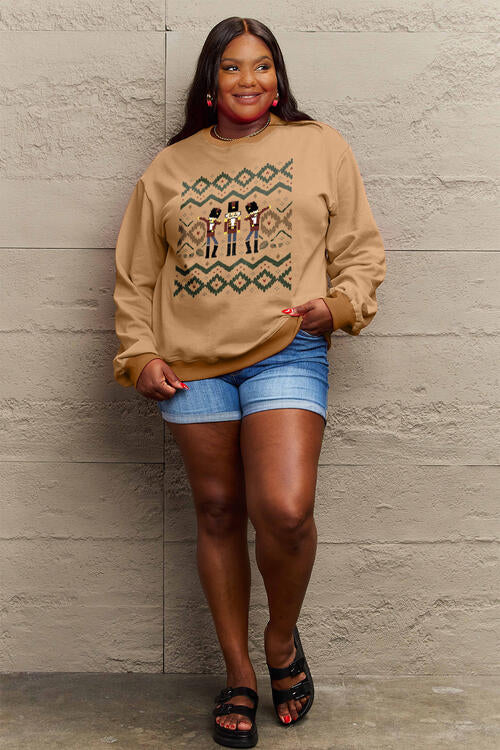 Simply Love Full Size Nutcracker Graphic Long Sleeve Sweatshirt BLUE ZONE PLANET