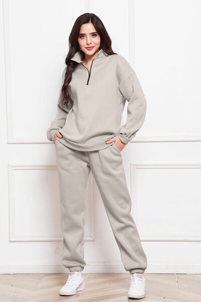 Blue Zone Planet | Half Zip Long Sleeve Sweatshirt and Pants Set BLUE ZONE PLANET