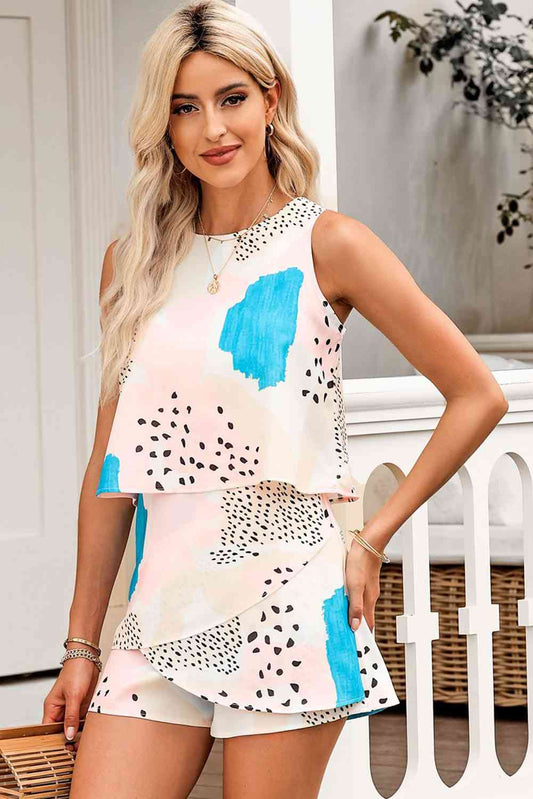 Printed Sleeveless Romper BLUE ZONE PLANET