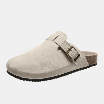 Suede Closed Toe Buckle Slide BLUE ZONE PLANET