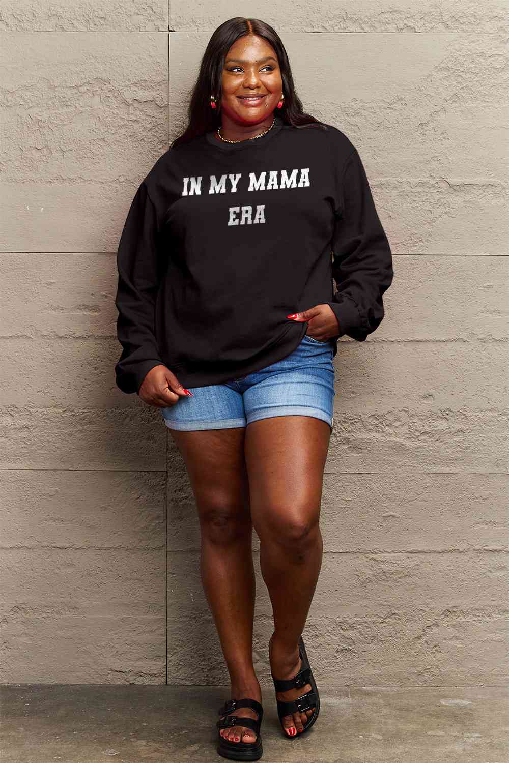 Blue Zone Planet | Simply Love Full Size IN MY MAMA EAR Graphic Sweatshirt BLUE ZONE PLANET