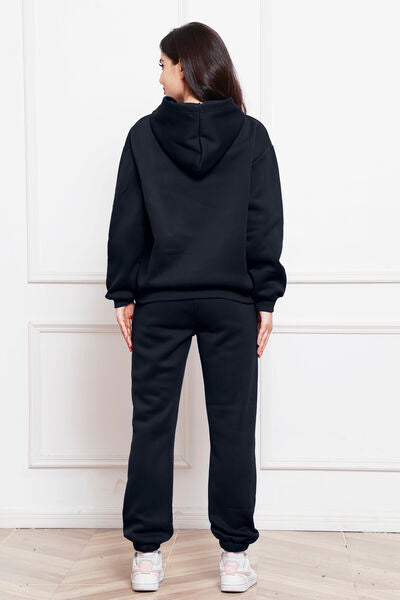 Blue Zone Planet | Drop Shoulder Long Sleeve Hoodie and Pants Set BLUE ZONE PLANET
