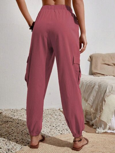 Drawstring Joggers with Cargo Pockets Trendsi