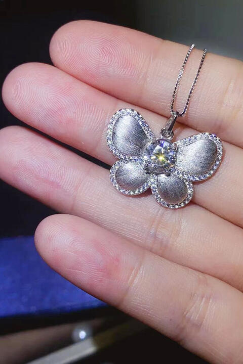 1 Carat Moissanite Butterfly Pendant Necklace BLUE ZONE PLANET