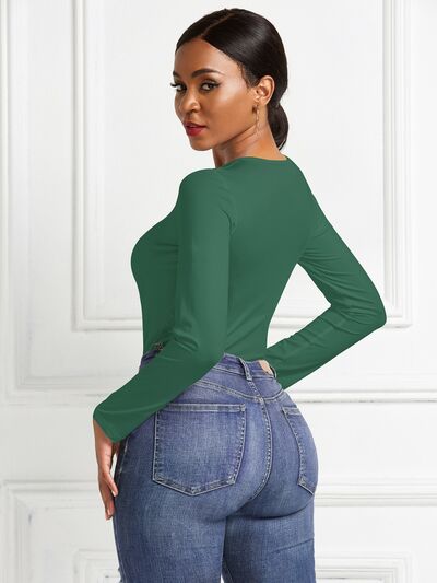 Blue Zone Planet | Round Neck Long Sleeve Bodysuit BLUE ZONE PLANET