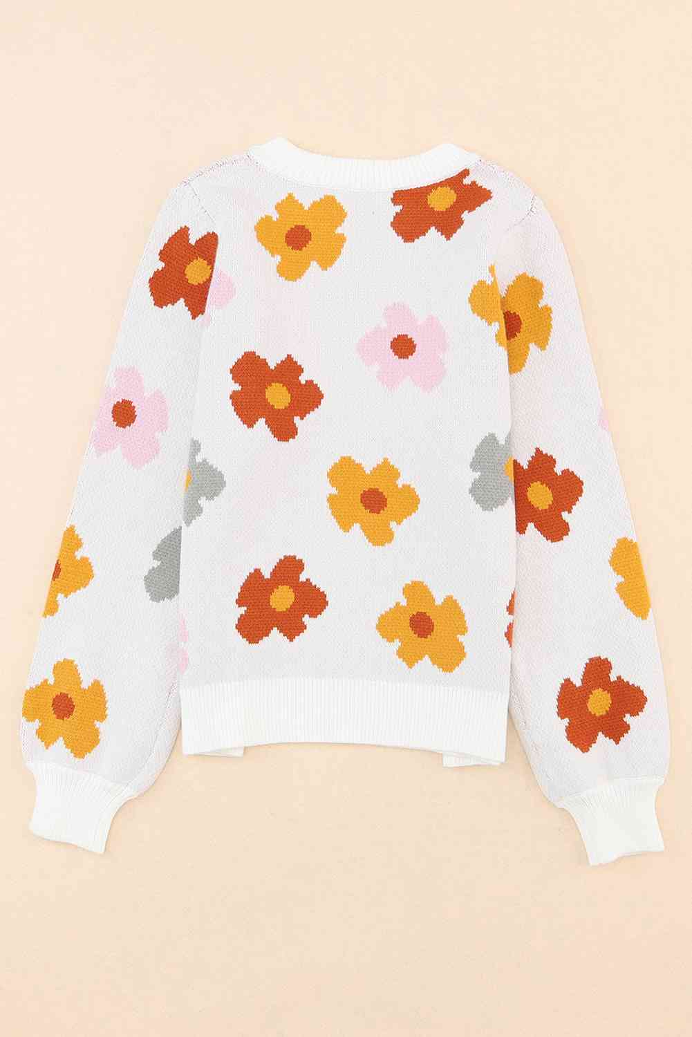 Floral Round Neck Sweater BLUE ZONE PLANET