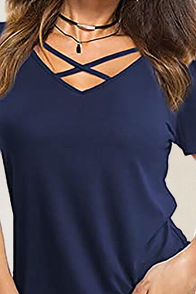 Blue Zone Planet | Crisscross Short Sleeve T-Shirt BLUE ZONE PLANET