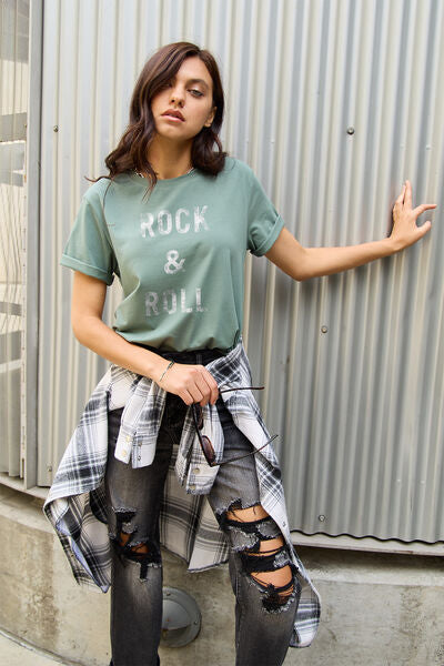 Blue Zone Planet | Simply Love Full Size ROCK & ROLL Short Sleeve T-Shirt BLUE ZONE PLANET