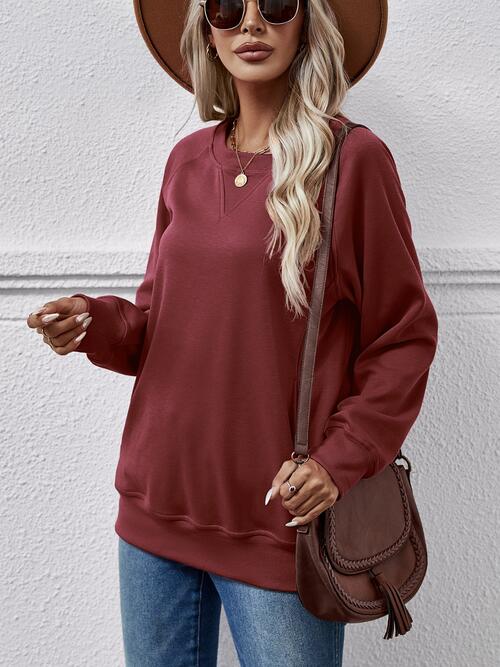 Round Neck Long Sleeve Sweatshirt BLUE ZONE PLANET