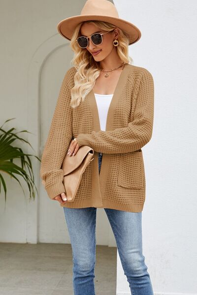 Open Front Raglan Sleeve Pocketed Cardigan BLUE ZONE PLANET