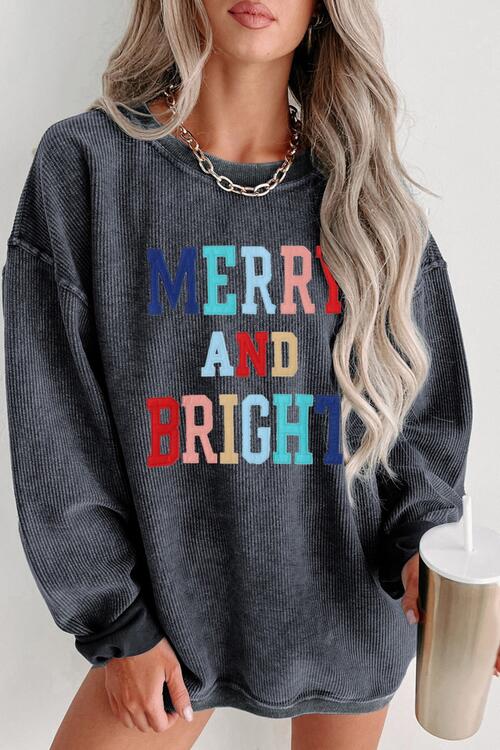 MERRY AND BRIGHT Graphic Sweatshirt BLUE ZONE PLANET