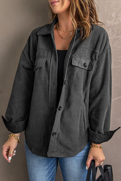 Blue Zone Planet | Button Up Collared Neck Long Sleeve Jacket BLUE ZONE PLANET