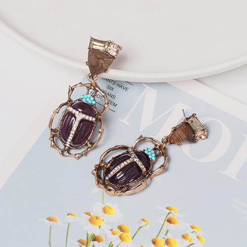 Beetle Shape Rhinestone Alloy Dangle Earrings BLUE ZONE PLANET