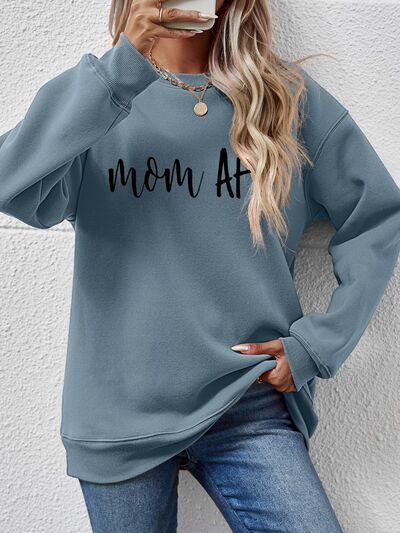 Letter Graphic Dropped Shoulder Sweatshirt BLUE ZONE PLANET