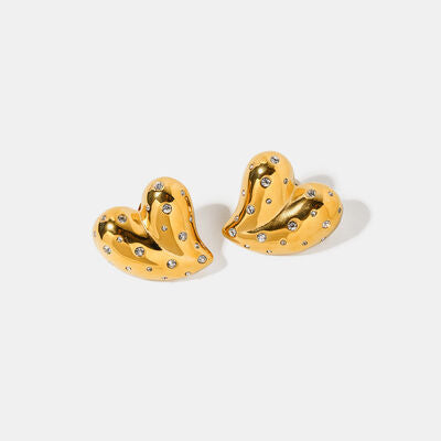 Blue Zone Planet | Heart Shape 18K Gold-Plated Zircon Earring BLUE ZONE PLANET