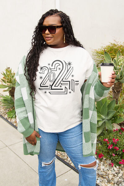 Blue Zone Planet | Simply Love Full Size 2024 Round Neck Short Sleeve T-Shirt BLUE ZONE PLANET