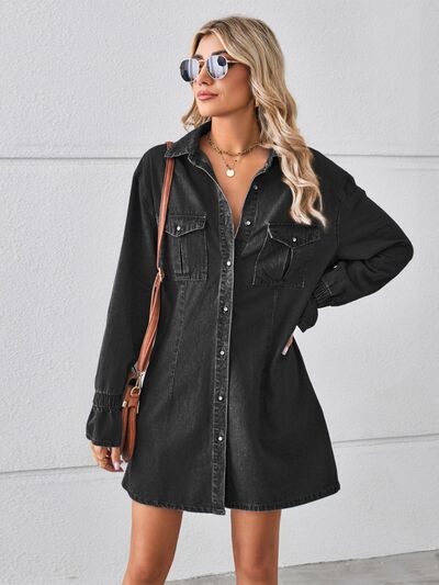 Blue Zone Planet | Pocketed Dropped Shoulder Mini Denim Dress BLUE ZONE PLANET