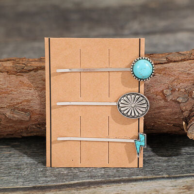 Blue Zone Planet | 3 PCS/Set Artificial Turquoise Hair Pins BLUE ZONE PLANET