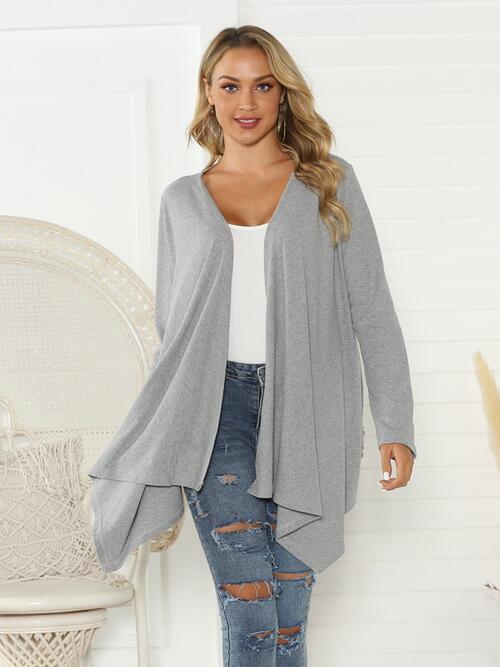 Floral Open Front Long Sleeve Cardigan BLUE ZONE PLANET