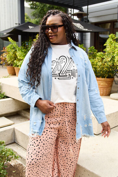 Blue Zone Planet | Simply Love Full Size 2024 Round Neck Short Sleeve T-Shirt BLUE ZONE PLANET