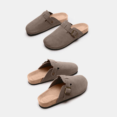 Suede Closed Toe Buckle Slide BLUE ZONE PLANET