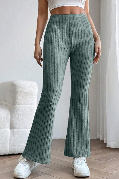 Blue Zone Planet | Basic Bae Full Size Ribbed High Waist Flare Pants BLUE ZONE PLANET