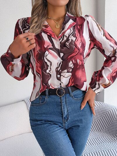 Blue Zone Planet | Printed Button Up Long Sleeve Shirt BLUE ZONE PLANET