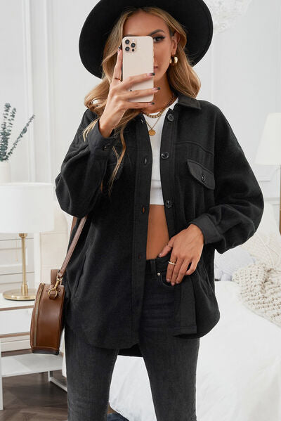 Blue Zone Planet | Button Up Collared Neck Long Sleeve Jacket BLUE ZONE PLANET