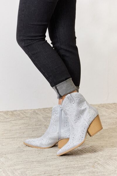 East Lion Corp Rhinestone Ankle Cowboy Boots BLUE ZONE PLANET