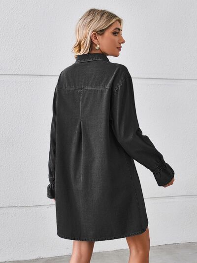 Blue Zone Planet | Pocketed Dropped Shoulder Mini Denim Dress BLUE ZONE PLANET