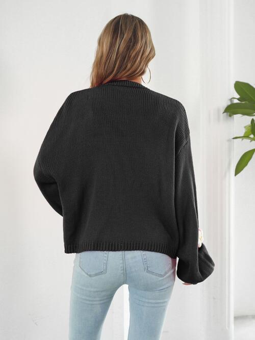 Floral Open Front Long Sleeve Cardigan BLUE ZONE PLANET