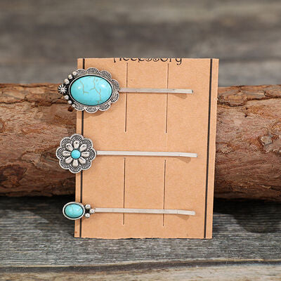 Blue Zone Planet | 3 PCS/Set Artificial Turquoise Hair Pins BLUE ZONE PLANET